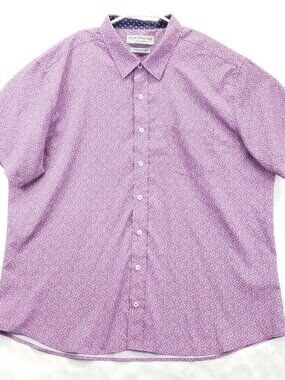 Nick Graham Everywhere Shirt Mens 2XL Pink White Stretch Modern Fit Button-Up